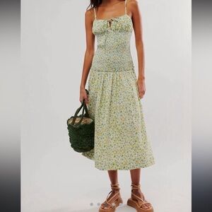 FREE PEOPLE Lavender Daze bohemian summer floral casual romantic feminine Dress